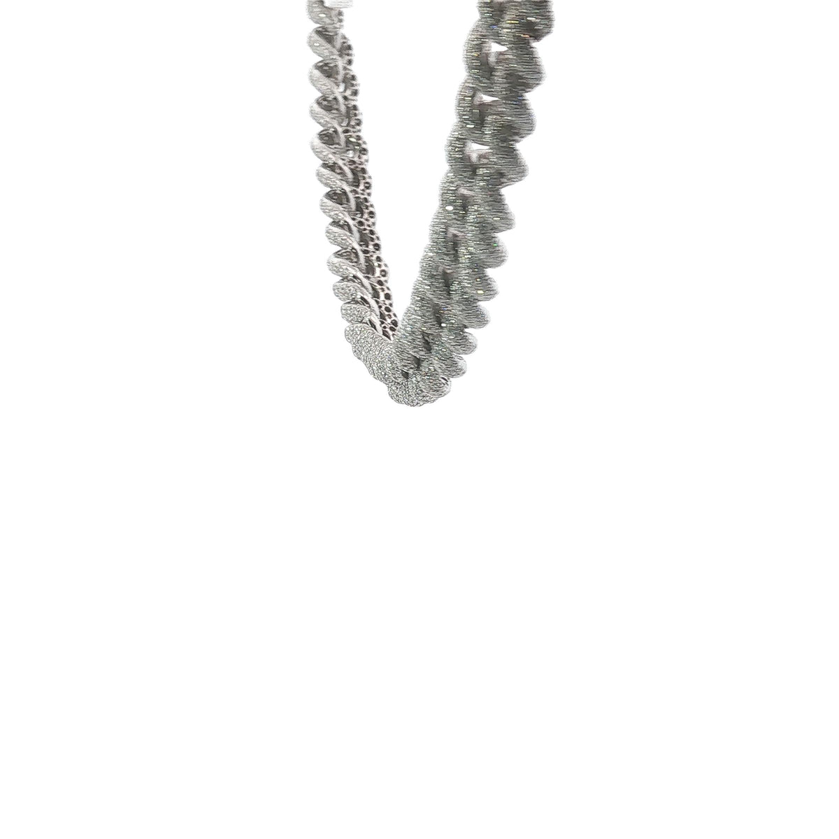 25 Carat Diamond Pavé Cuban Link Choker Necklace in 18K White Gold