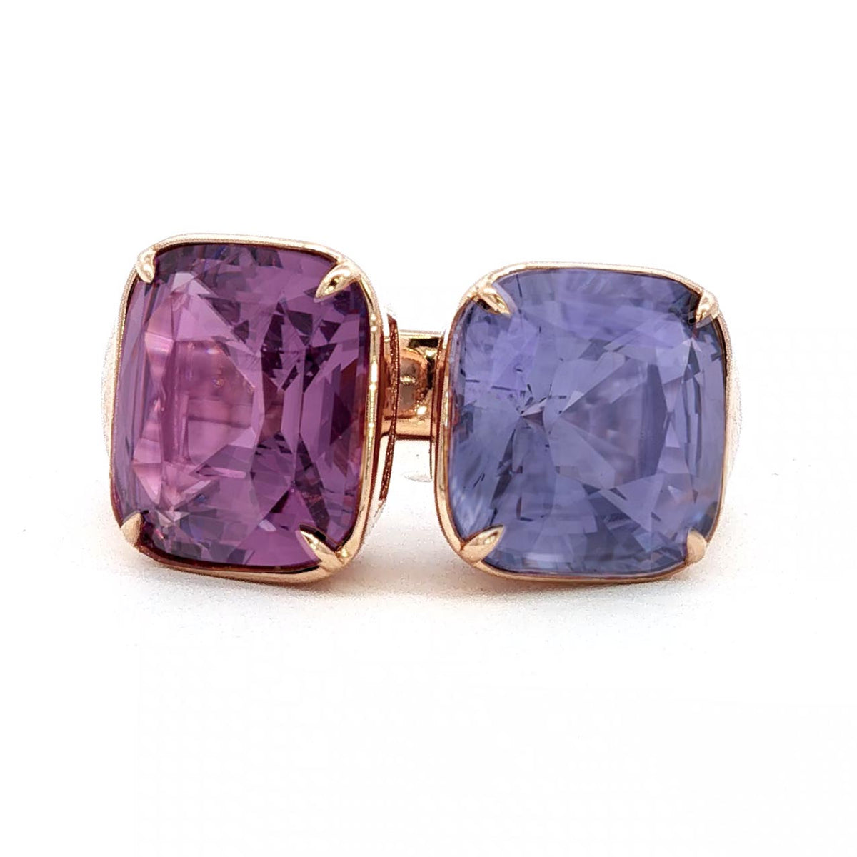 10.15ctw Dual Cushion Spinel Toi et Moi Ring in 18k Rose Gold
