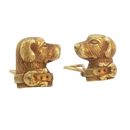 Barry Kieselstein-Cord 18K Gold Labrador Retriever Earrings, Dated 1989