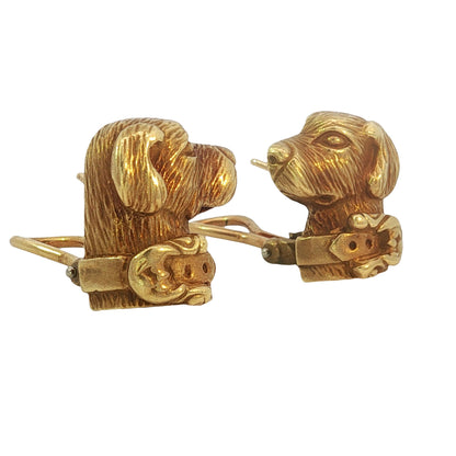 Barry Kieselstein-Cord 18K Gold Labrador Retriever Earrings, Dated 1989