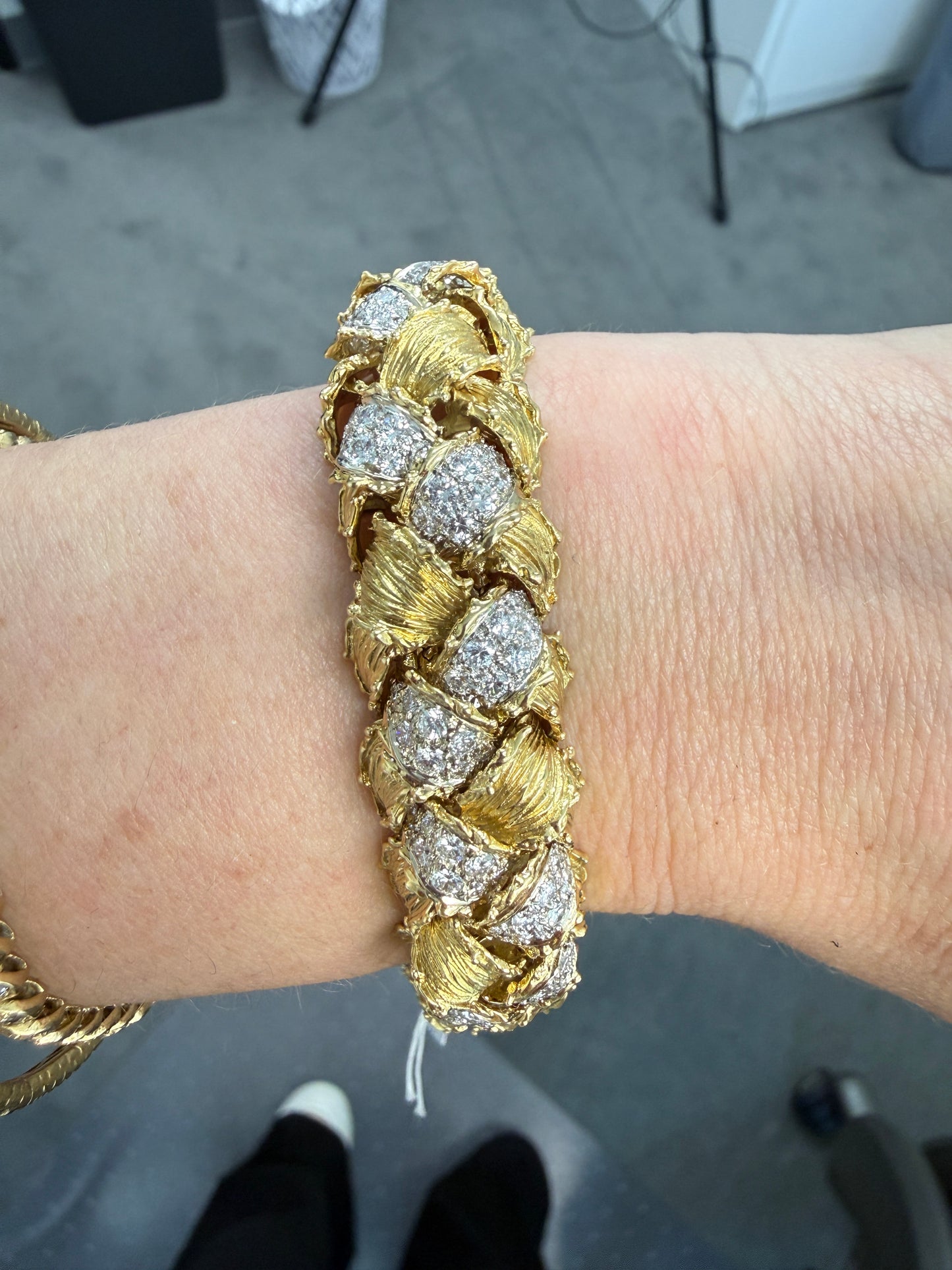 Estate Hammerman Brothers Woven 18K Gold and Diamond Bracelet