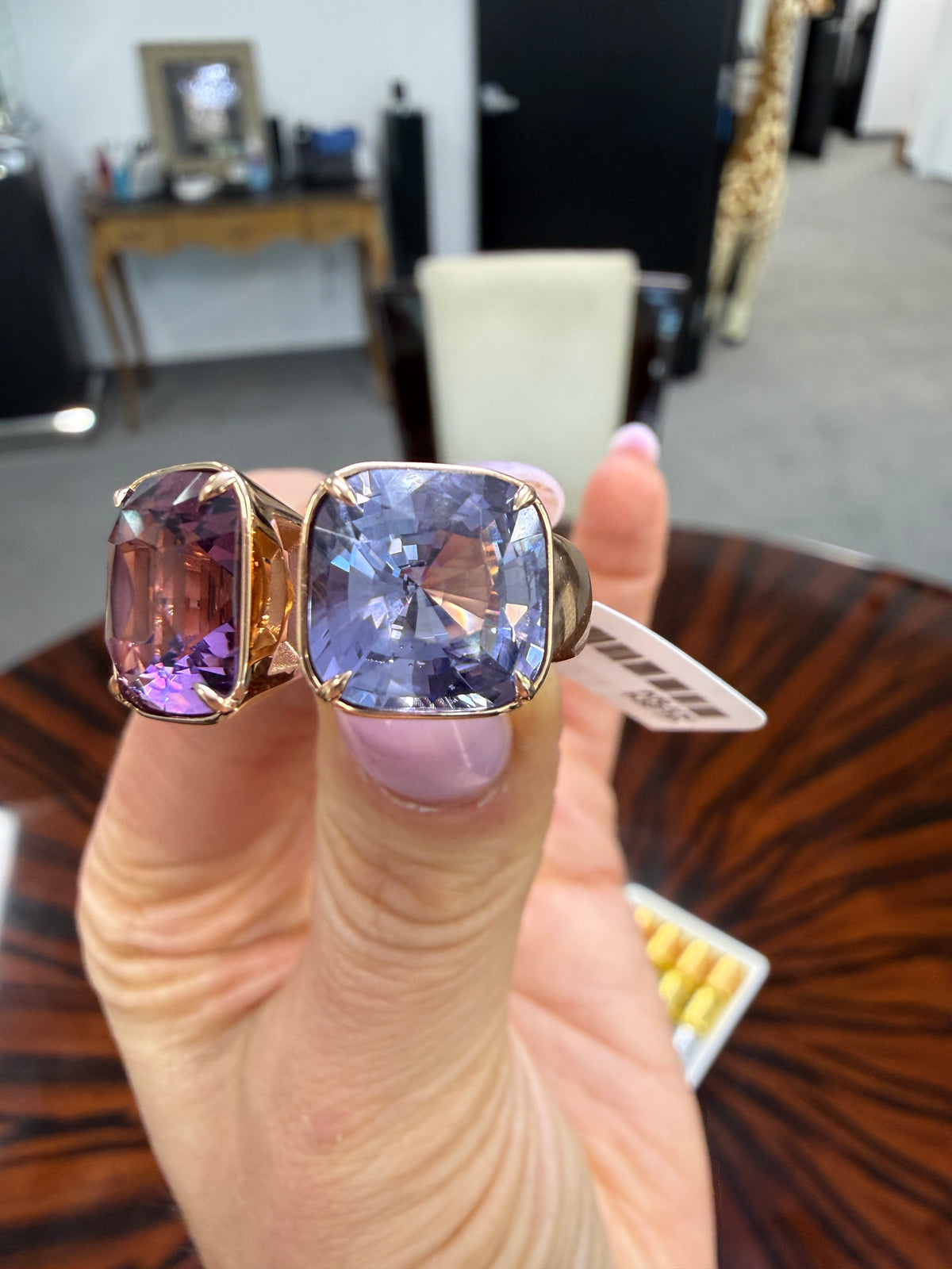 10.15ctw Dual Cushion Spinel Toi et Moi Ring in 18k Rose Gold