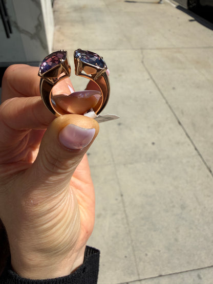 10.15ctw Dual Cushion Spinel Toi et Moi Ring in 18k Rose Gold
