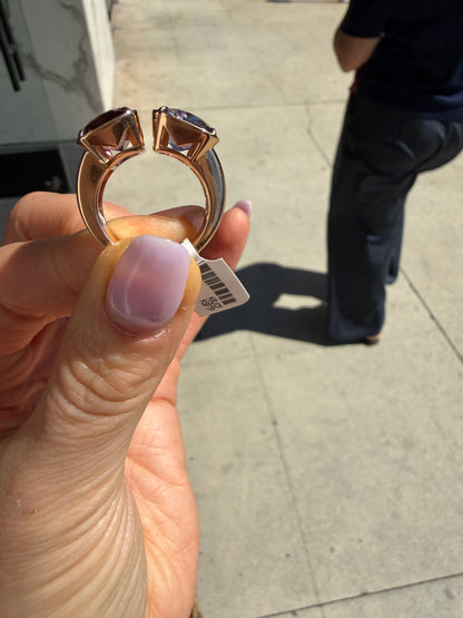 10.15ctw Dual Cushion Spinel Toi et Moi Ring in 18k Rose Gold