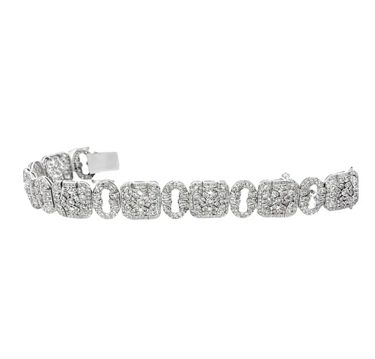 6 Carat Art Deco Style Diamond Link Tennis Bracelet