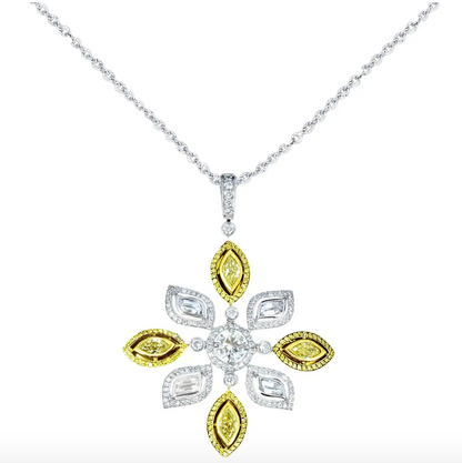 Michael Beaudry Platinum and 18k Yellow Gold Star Cross Diamond Pendant Necklace