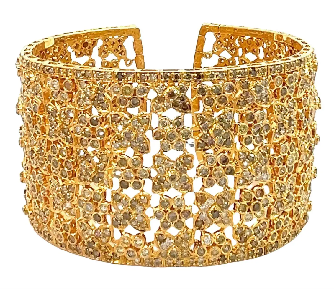 27 Carat Multi Fancy Color Diamond Cuff Bangle Bracelet