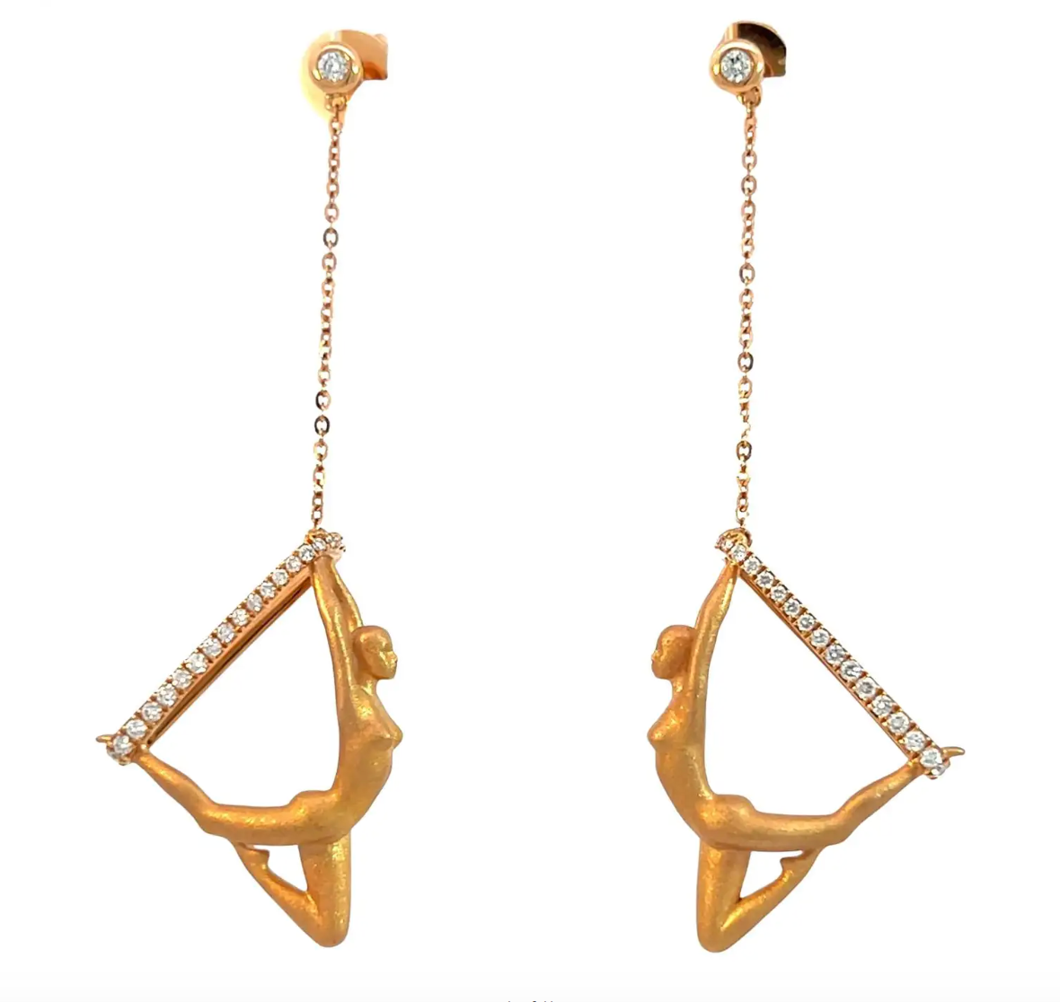 Aerialist-Inspired Yoga Diamond Dangle Earrings