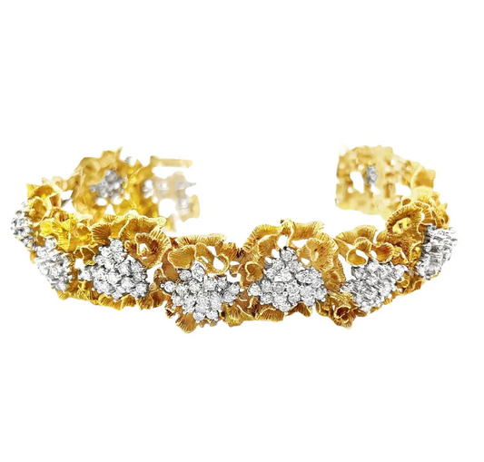 Retro Diamond Cluster Gold Bracelet