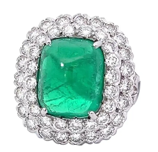 Ruser 7.50 Carat Emerald and Diamond Platinum Cocktail Ring, AGL