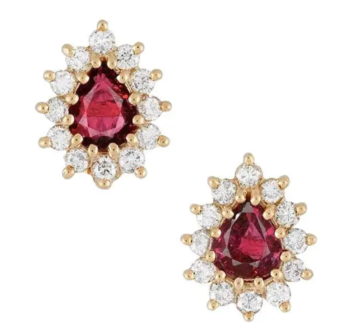 GIA Certified No Heat Red Ruby and Diamond Stud Earrings