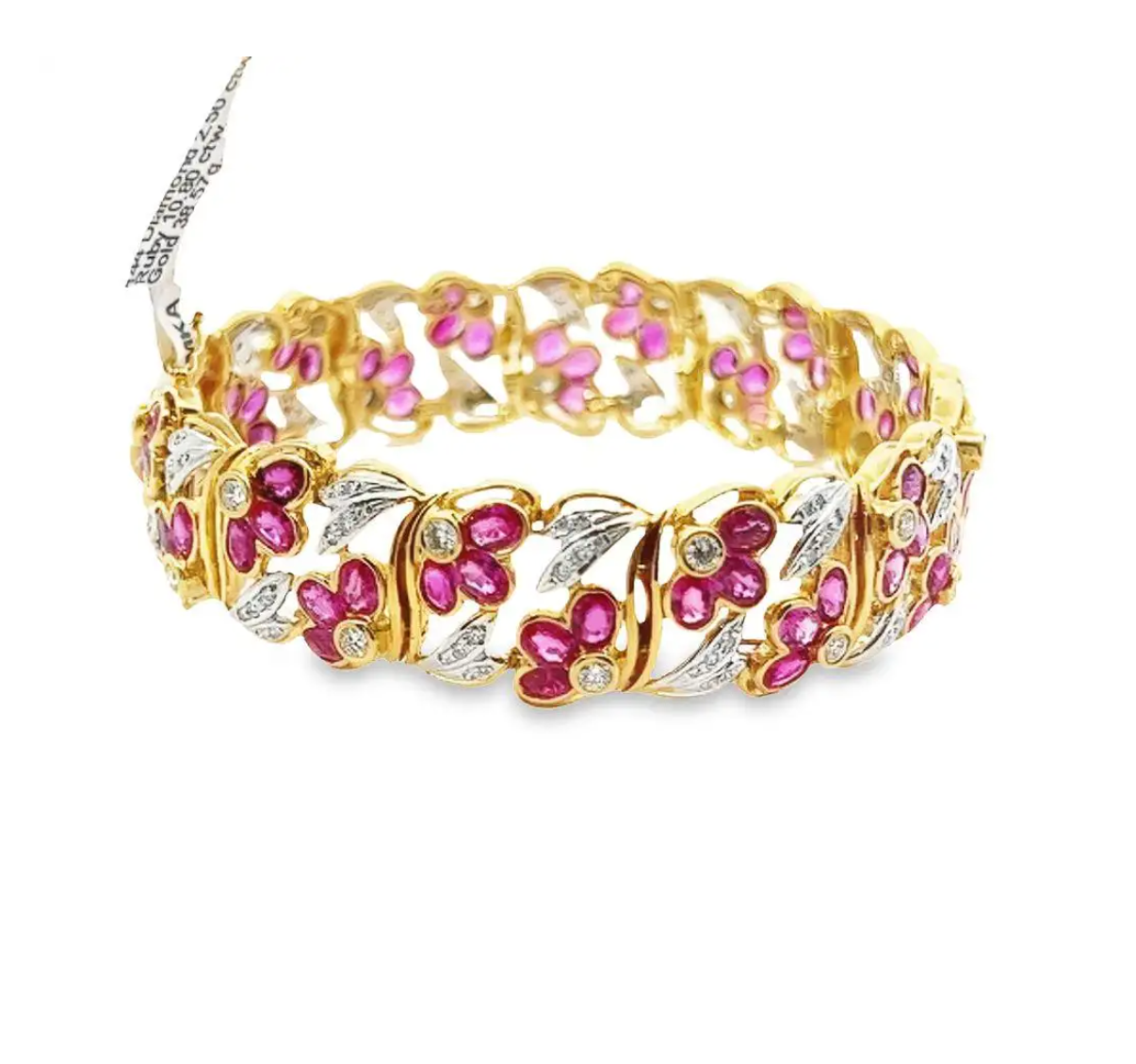 Ruby and Diamond Yellow Gold Retro Bracelet