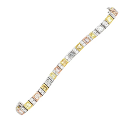 GIA Fancy Multi-Color Diamond Tennis Bracelet