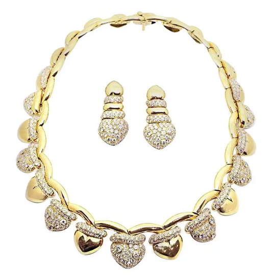 Fred Paris Diamond Liens de Coeurs Necklace and Earring Set