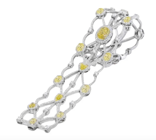 Michael Beaudry Yellow and White Diamond Lattice Bracelet