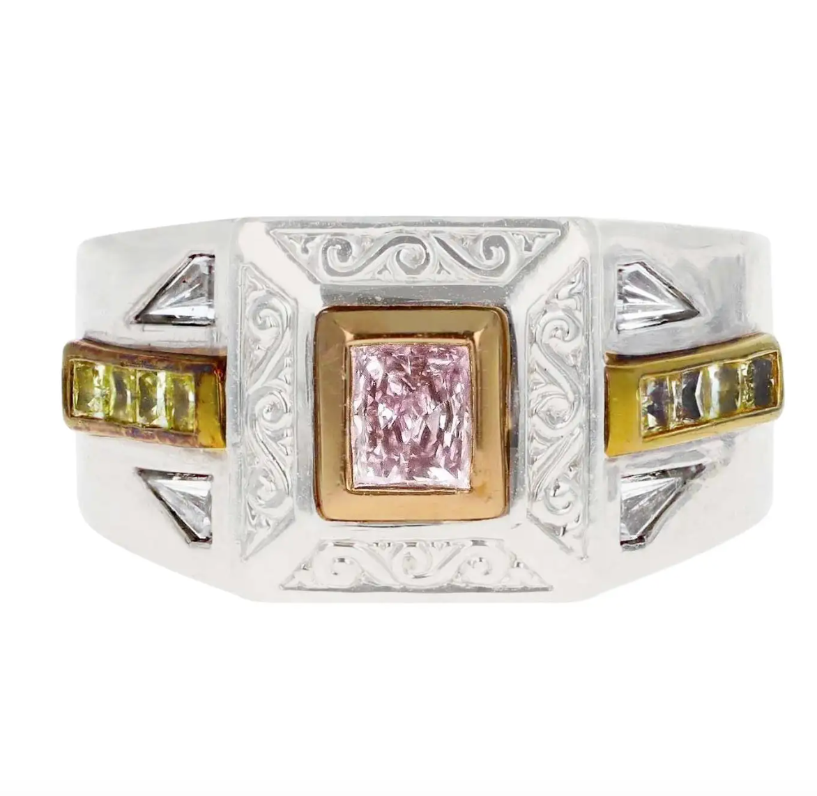 Michael Beaudry Yellow and Pink Diamond Cocktail Ring