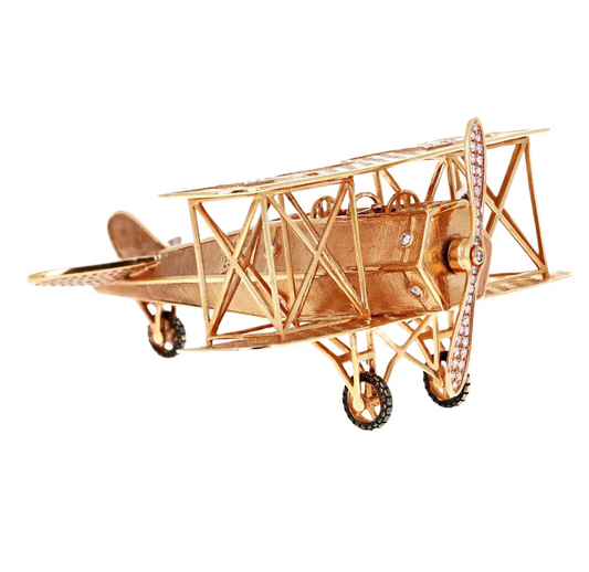 Natural Pink Diamond Rose Gold Miniature Model Airplane