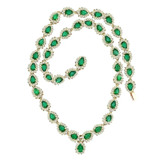 Emerald and Diamond Tennis Necklace