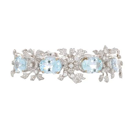 50 Carat Aquamarine and Diamond Bracelet