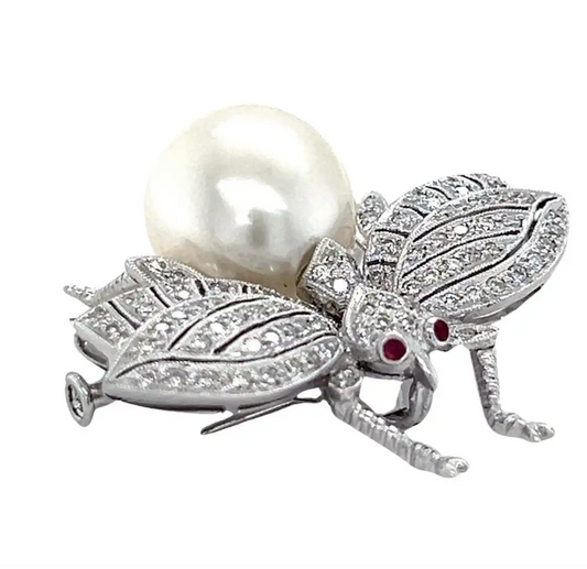 Pearl and Diamond Brooch Pin