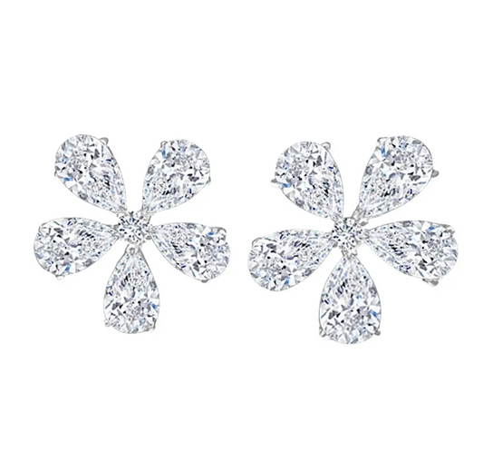 6.00 Carat Diamond Floral Cluster Earrings