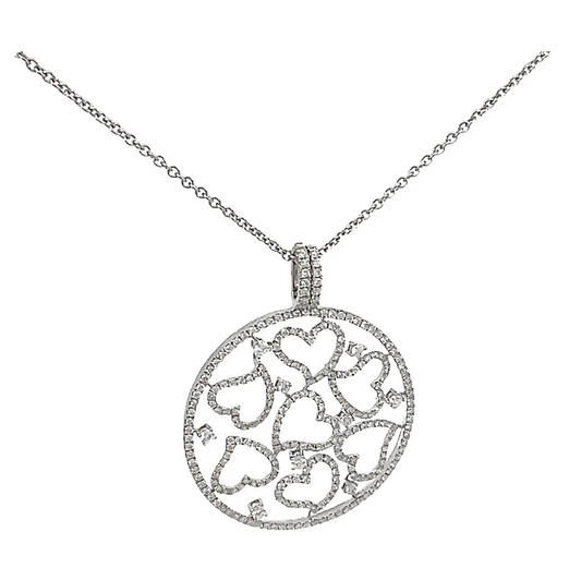 Diamond Heart Circular Pendant