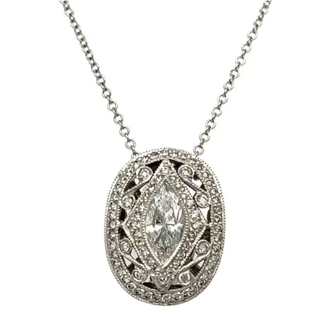 Marquise Diamond Pendant in Platinum