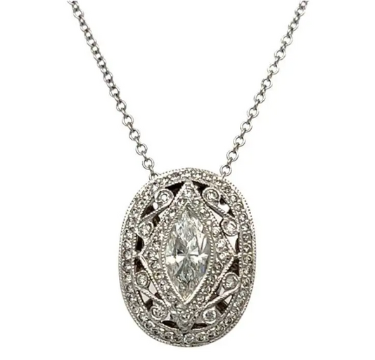 Marquise Diamond Pendant in Platinum