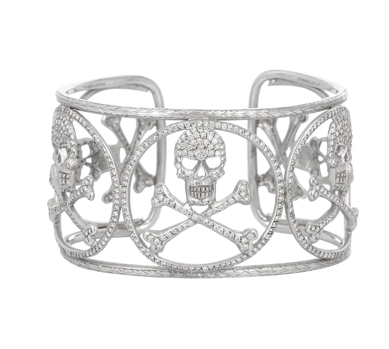 Loree Rodkin Diamond Skull Bangle Cuff