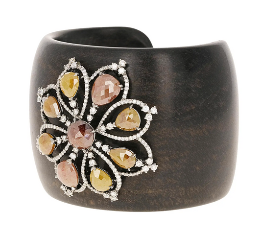 Lugano 10.25 Carat Multi-Color Diamond Wood Cuff