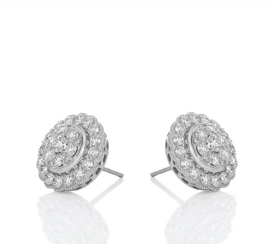 Large Diamond Stud Earrings in 14K white Gold