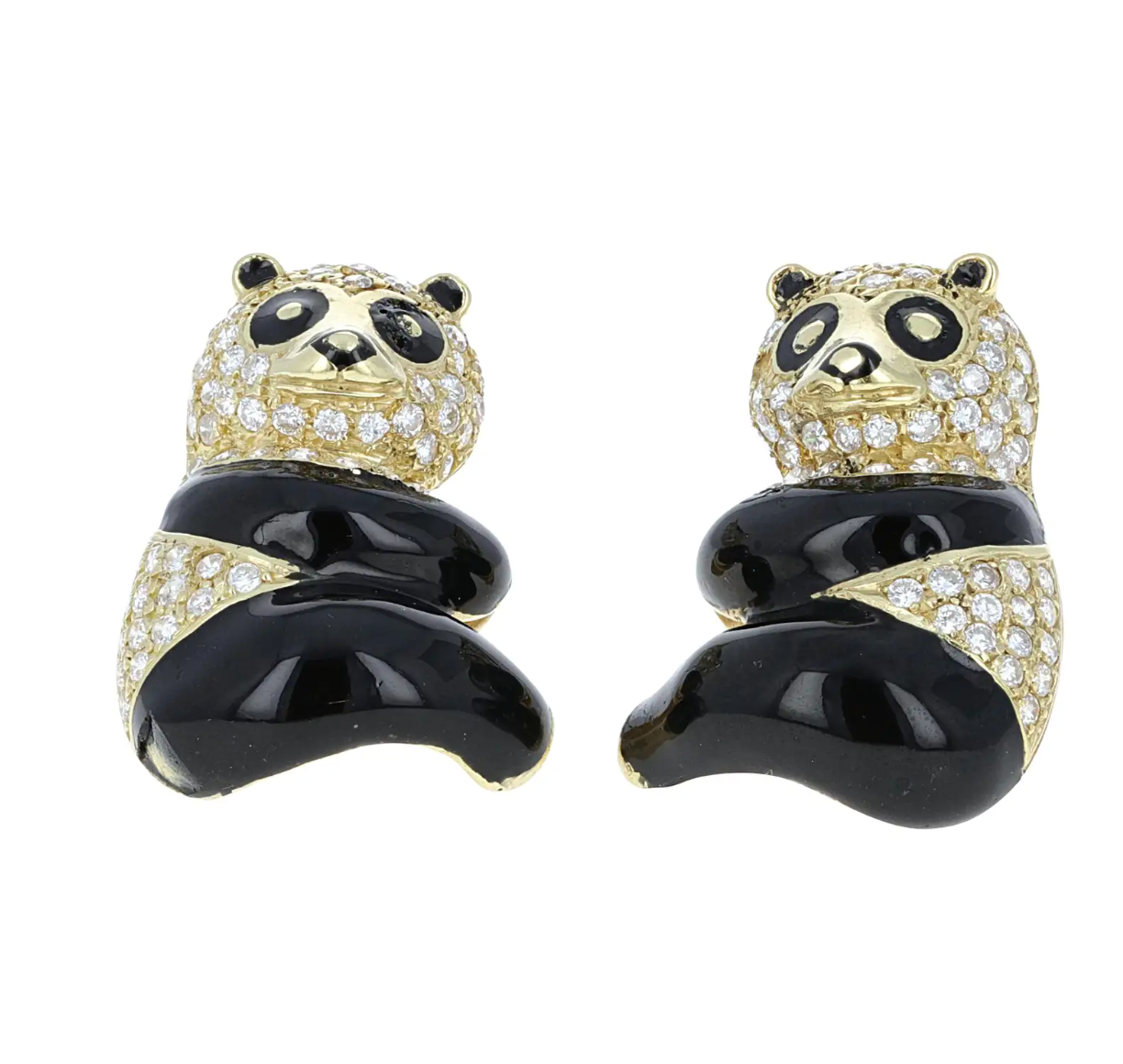 Diamond Panda Stud Earrings