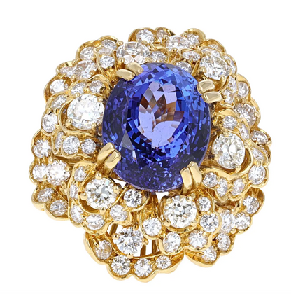 12.99 Carat Tanzanite and Diamond Cocktail Ring