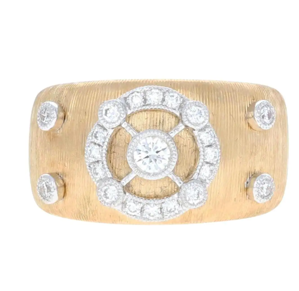 18kt Yellow Gold Diamond Brushed Fashion Ring