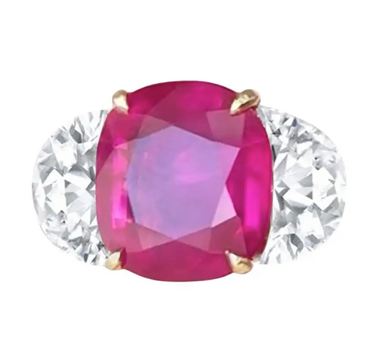 GIA Certified 4.38 Carat Ruby Three-Stone Cocktail Ring