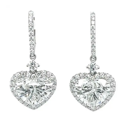 GIA 7 Carat Heart Diamond Dangle Earrings