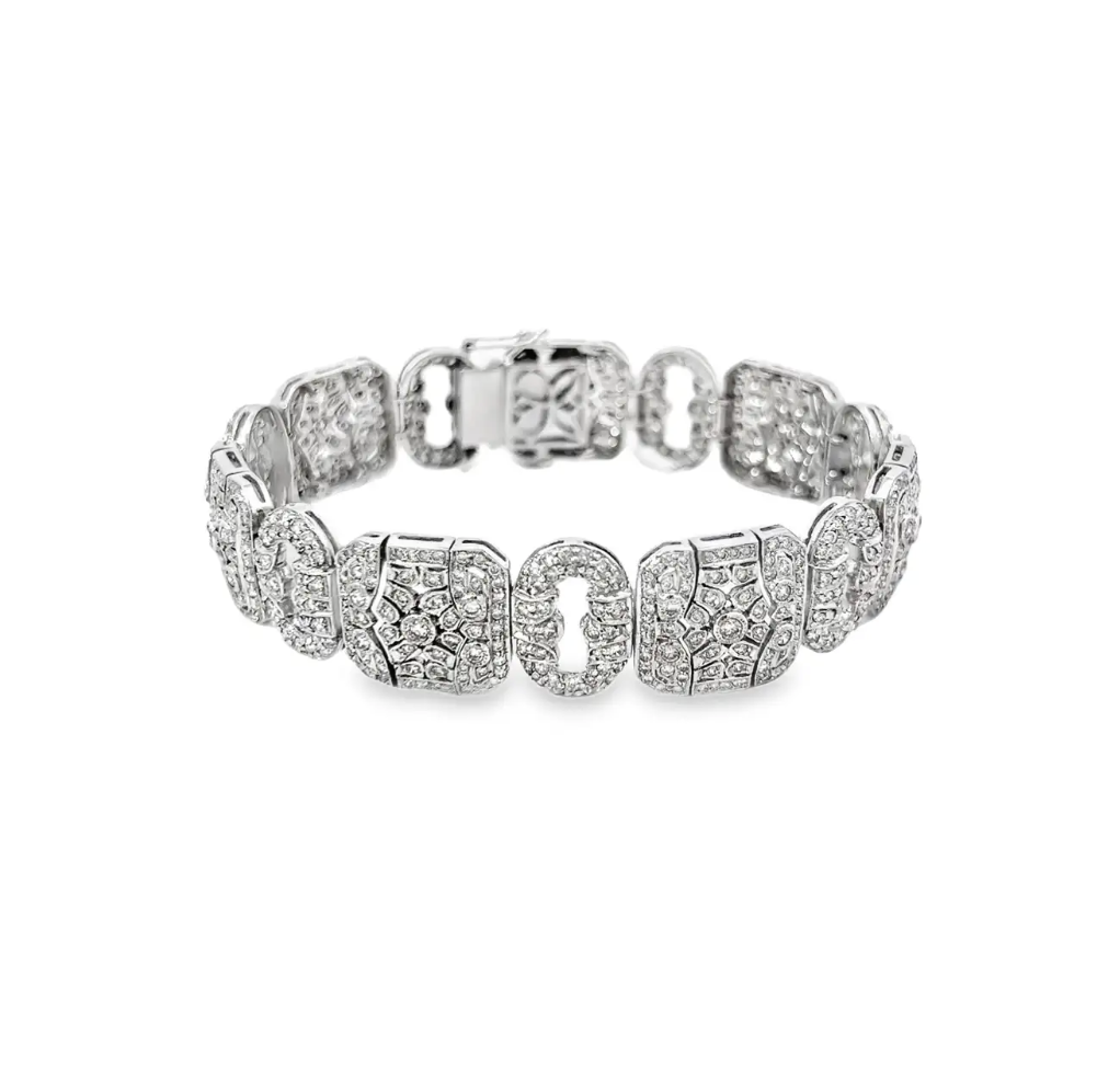 6 Carat Art Deco Style Diamond Link Tennis Bracelet