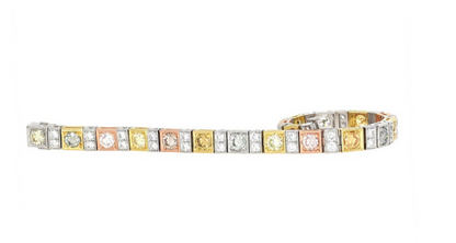 GIA Fancy Multi-Color Diamond Tennis Bracelet