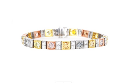 GIA Fancy Multi-Color Diamond Tennis Bracelet