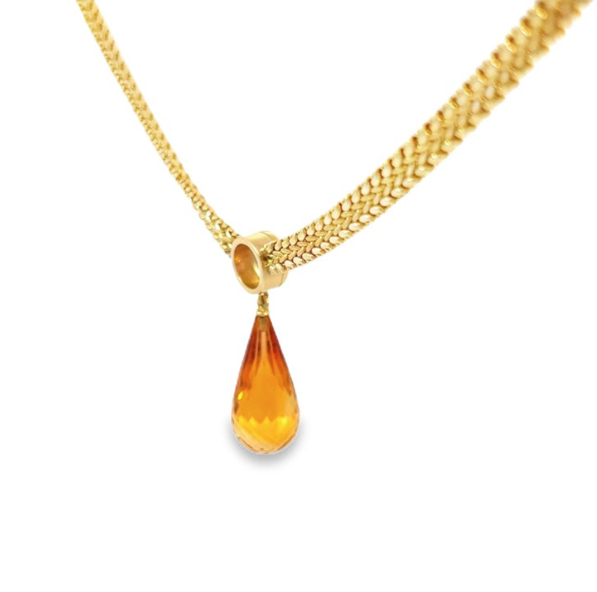 Citrine Briolette Diamond Pendant Necklace