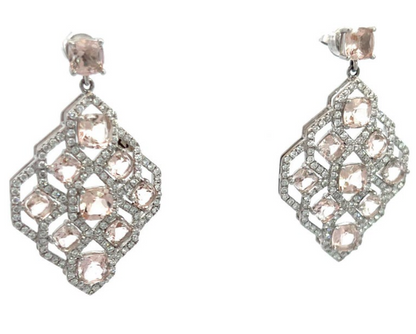 Diamond Morganite Dangle Earrings