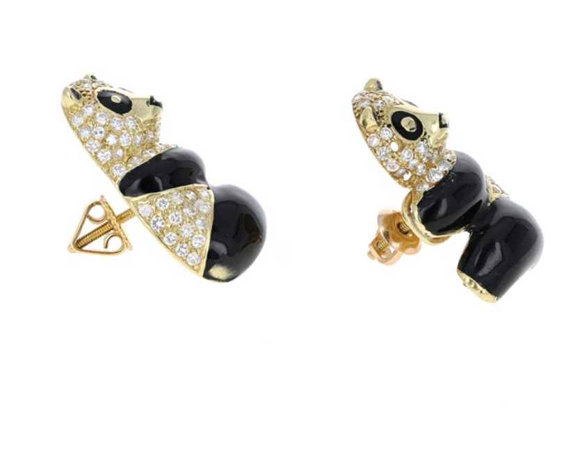 Diamond Panda Stud Earrings