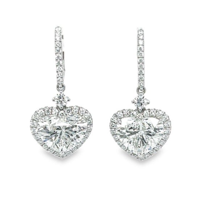 GIA 7 Carat Heart Diamond Dangle Earrings