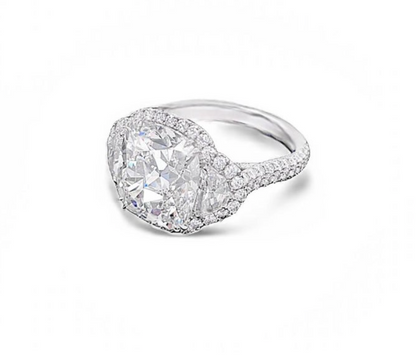 GIA Antique Cushion Cut Diamond Three-Stone Engagement Ring