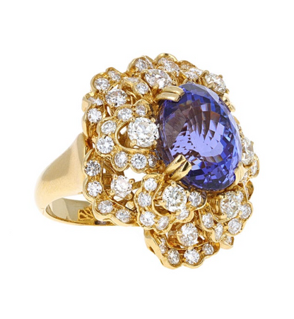 12.99 Carat Tanzanite and Diamond Cocktail Ring