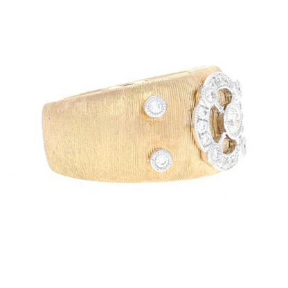 18kt Yellow Gold Diamond Brushed Fashion Ring