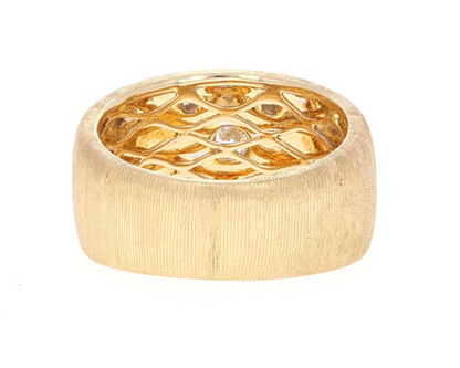 18kt Yellow Gold Diamond Brushed Fashion Ring