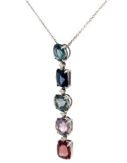 19.39 Carat Multi- Color Spinel Gem and Diamond Pendant Necklace