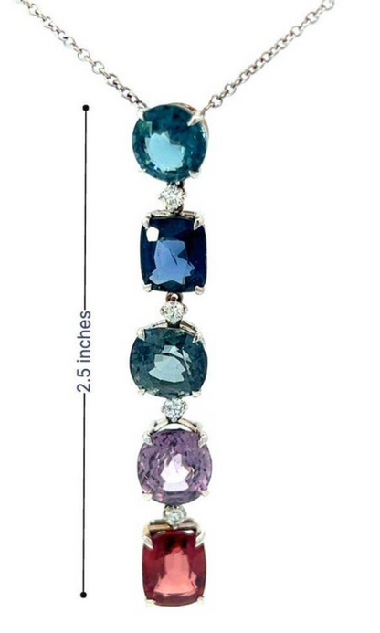 19.39 Carat Multi- Color Spinel Gem and Diamond Pendant Necklace