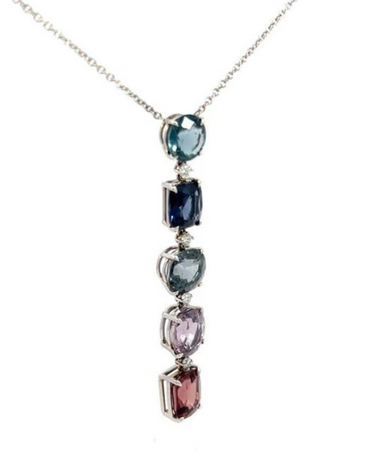 19.39 Carat Multi- Color Spinel Gem and Diamond Pendant Necklace